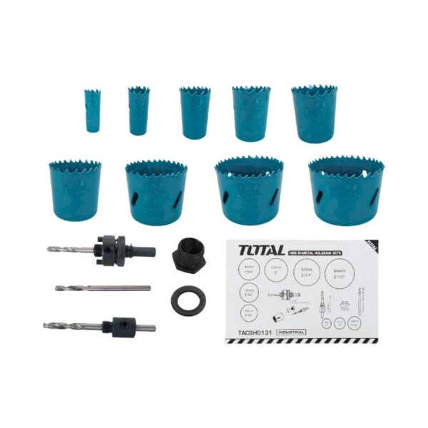 Total Bi-Metal Hole Saw Set, Ergonomic Handles Provide Comfortable Grip For Efficient Drilling Tacsh0131
