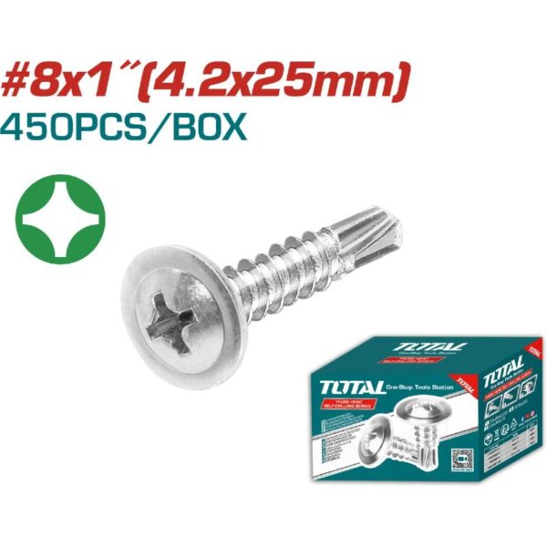 Total Self Drilling Truss Head Screw 8X1&Quot; For Phillips Drive, Zinc Plated Finish 450Pcs Thwtd811