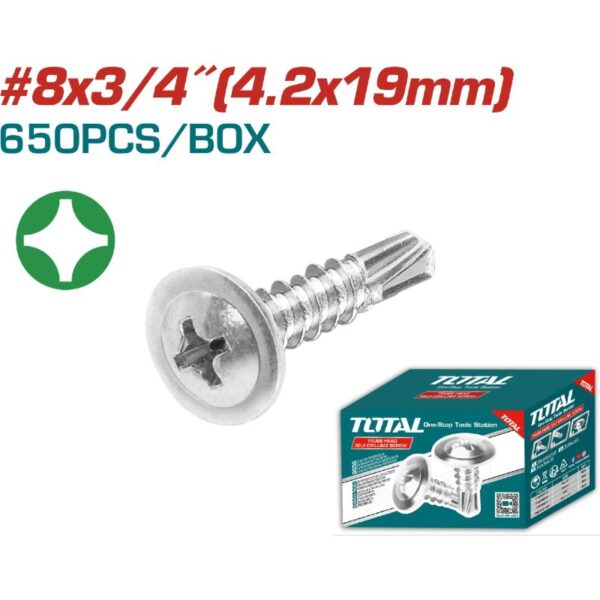 Total Self Drilling Truss Head Screw 8X3/4&Quot; For Phillips Drive, Zinc Plated Finish 650Pcs Thwtd8341