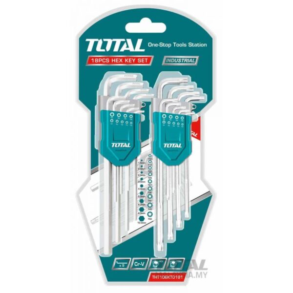 Total Hex Key And Torx Key Set 18Pcs Tht106Kt0181