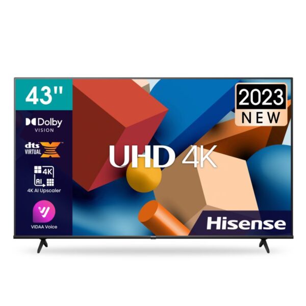 Hisense 43&Quot; Led Tv Smart Uhd 4K, Airslim Frameless, Dolby Vision, Dts Virtual X, Ai 4K Upscaler, Vidaa Voice, Airplay 2, Dual Band Wifi 43A6K