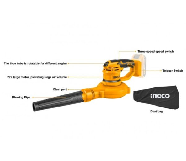 Ingco Lithium-Ion Aspirator Blower 20V Cabli2001
