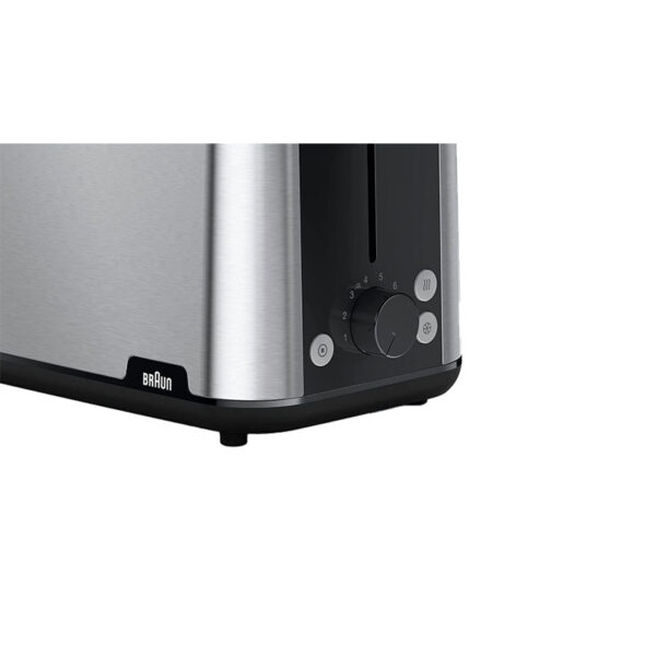 Braun Toaster 900W Purshine With 2 Slots, 8 Toast Levels, Pull Out Tray, Bread Lifter, Bun Warmer, Stainless Steel Ht101Bi-Ht1510Bk