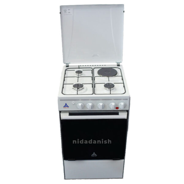 Delta Cookers 50X55Cm 3 Gas Burner, 1 Electric Hotplate With Gas Oven &Amp; Grill Black Dgc31B
