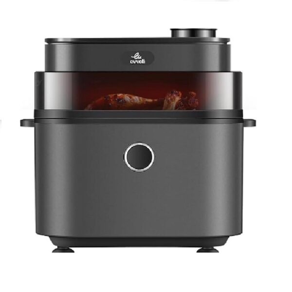 Evvoli Air Fryer 8L Digital Control Panel Display, 8 Preset Programs With Juicy And Crisper Plate And Water Tank1650W Black Evka-Af8008D