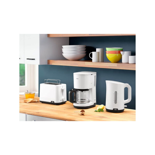 Braun Toaster 900W With 2 Slots, 8 Toast Levels, Pull Out Tray, Bread Lifter, Bun Warmer, 900 W, Plastic, White Ht101Ai-Ht1010Wh