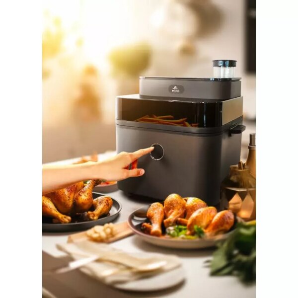 Evvoli Air Fryer 8L Digital Control Panel Display, 8 Preset Programs With Juicy And Crisper Plate And Water Tank1650W Black Evka-Af8008D