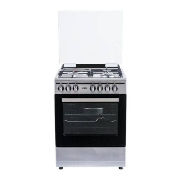 Von Cooker (3 Gas + 1 Electric), Thick Enamel Inox Grey-Vcf663151Fsy