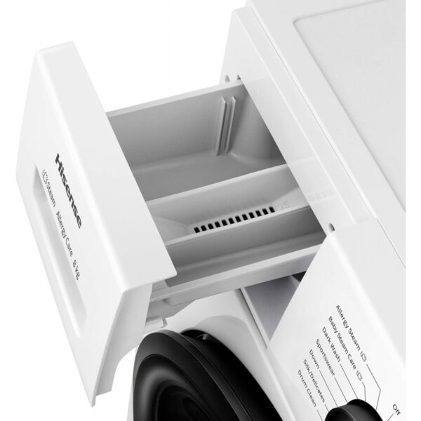 Hisense Washing Machine 8Kg Front Load, Steam Care, Durable Inverter, Pure Jet Wash, Delay End, White Wfqp8012Vms