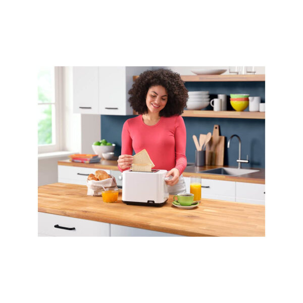 Braun Toaster 900W With 2 Slots, 8 Toast Levels, Pull Out Tray, Bread Lifter, Bun Warmer, 900 W, Plastic, White Ht101Ai-Ht1010Wh