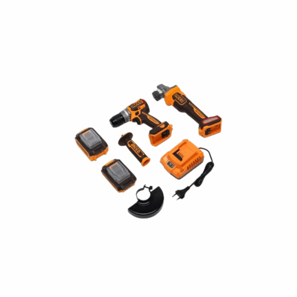 Ingco 2Pcs Cordless Combo Kit Lithium-Ion 20V With Agnel Grinder &Amp; Impact Drill Ckli20273