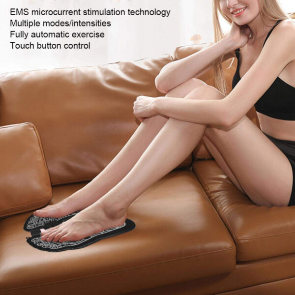 Ems Rechargeable/Wireless Foldable Foot Massager Mat With Muscle Stimulator 6 Modes, Muscle Pain Relief Physiotherapy Foot Massage Pad, Foot Massage For Improving Blood Circulation