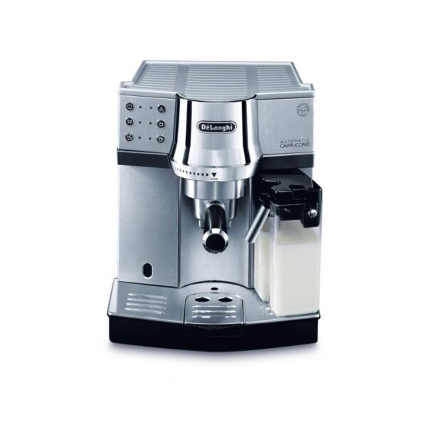 De'Longhi Expresso Maker Pump Driven &Amp; Cappuccino Machine 1450W (Metallic) Latte Macchiato Hot Milk Removable Drip Tray Ec850.M