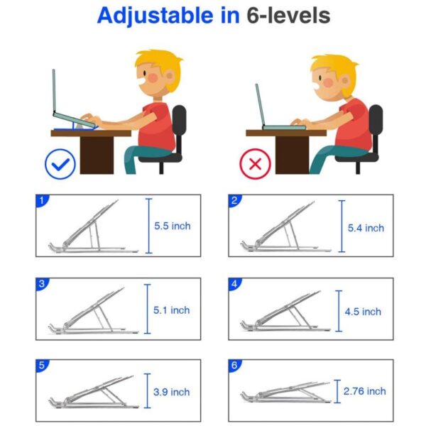 Generic Laptop Stand 6 Adjustable Height Aluminum Alloy Foldable Az-7