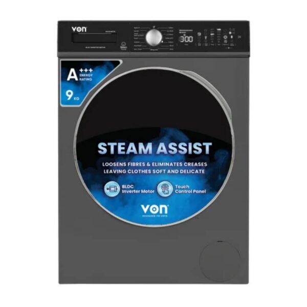 Von Front Load Washing Machine 9Kg, Silver Inverter Motor Valw-09Fvk