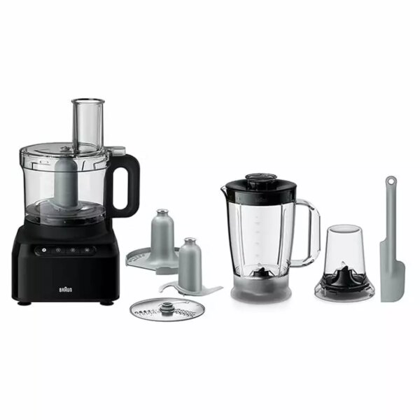 Braun Food Processor 7 Attachment , 800W, 2 Speeds, Pulse Function, 1.2L Capacity, Blender &Amp; Bowl 2L , Slicing And Grating Disc, Dough, Ice Crusher Blade, Fp301Ai-Fp3132Bk