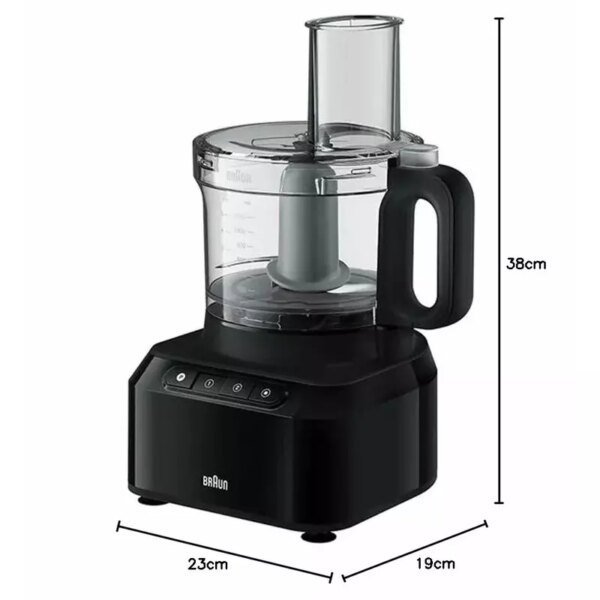 Braun Food Processor 7 Attachment , 800W, 2 Speeds, Pulse Function, 1.2L Capacity, Blender &Amp; Bowl 2L , Slicing And Grating Disc, Dough, Ice Crusher Blade, Fp301Ai-Fp3132Bk