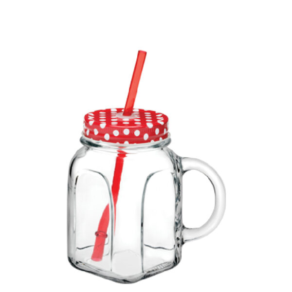 Pasabahce Home Made Jar With Handle, Straw &Amp; Lid 450Ml 80388