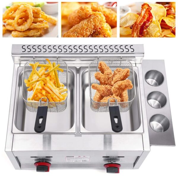Generic Commercial Countertop Deep Fryer Double Gas 12L (6L X 2 Baskets) Stainless Steel