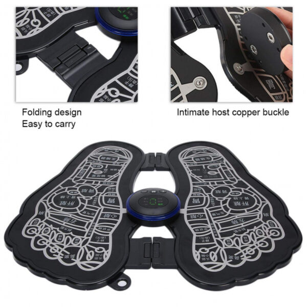Ems Rechargeable/Wireless Foldable Foot Massager Mat With Muscle Stimulator 6 Modes, Muscle Pain Relief Physiotherapy Foot Massage Pad, Foot Massage For Improving Blood Circulation