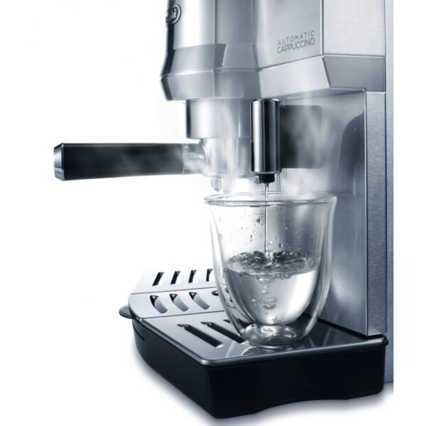 De'Longhi Expresso Maker Pump Driven &Amp; Cappuccino Machine 1450W (Metallic) Latte Macchiato Hot Milk Removable Drip Tray Ec850.M
