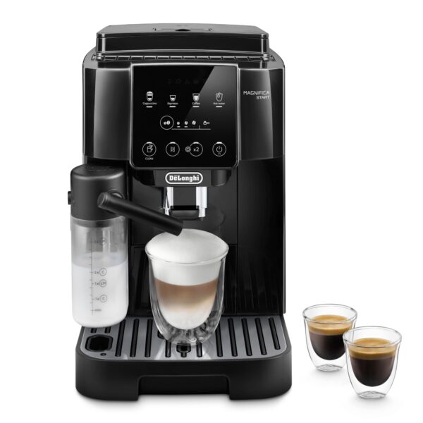 De'Longhi Magnifica Start Fully Automatic Bean To Cup Coffee Machine With 4 One-Touch Recipes, Soft-Touch Control Panel, Auto Milk, 1450W, Black Ecam220.60.B