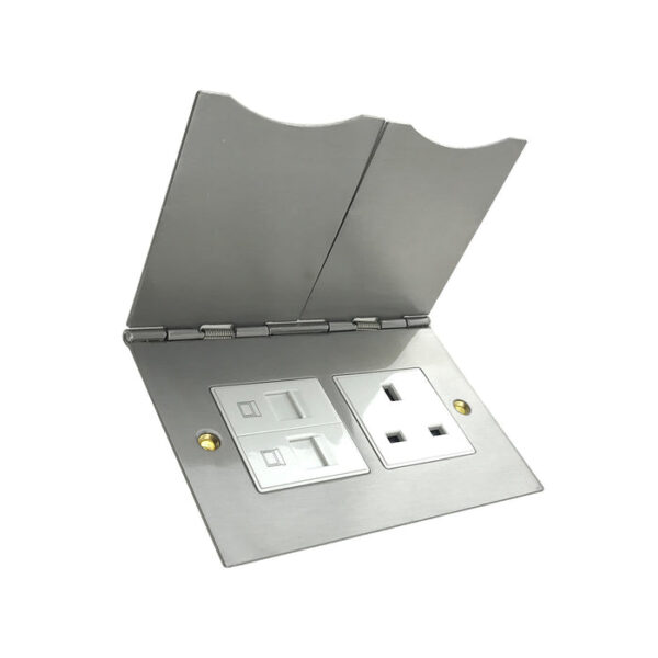 Tronic Floor Switch Socket 1G 13A + 2 Rj45 Data