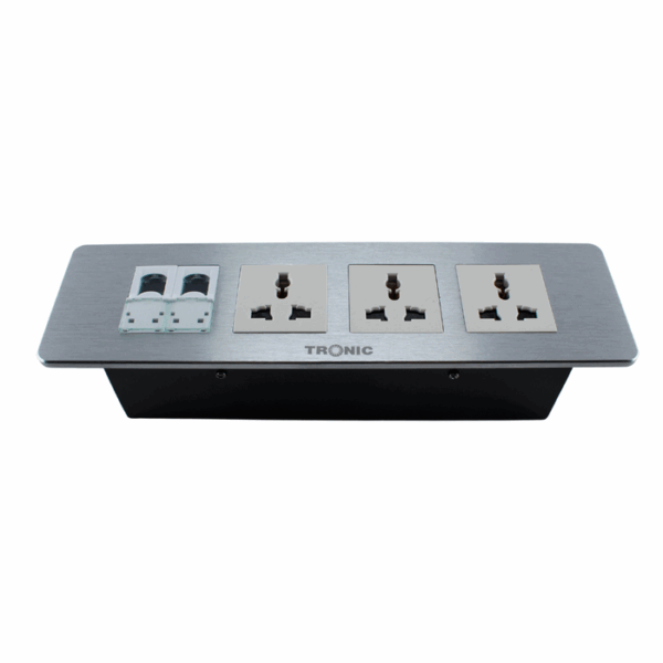 Tronic Floor Socket Universal X 3 + Rj45 Data X 2