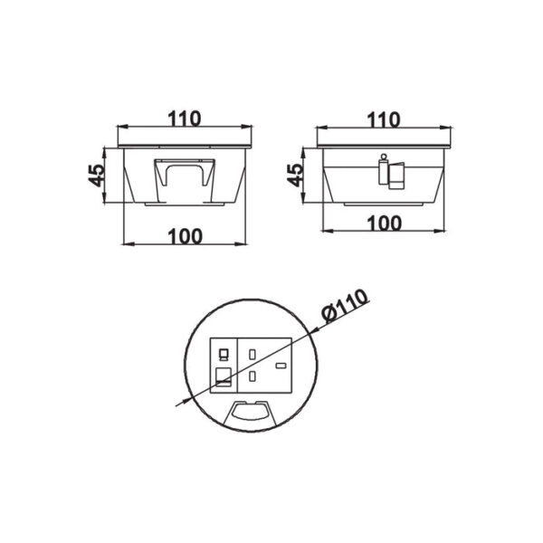 Tronic On Desk Socket 1G Universal + Usb