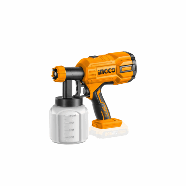 Ingco Cordless Spray Gun Lithium-Ion 800Ml/Min 20V With 2Pcs Copper Nozzle Csgli2003