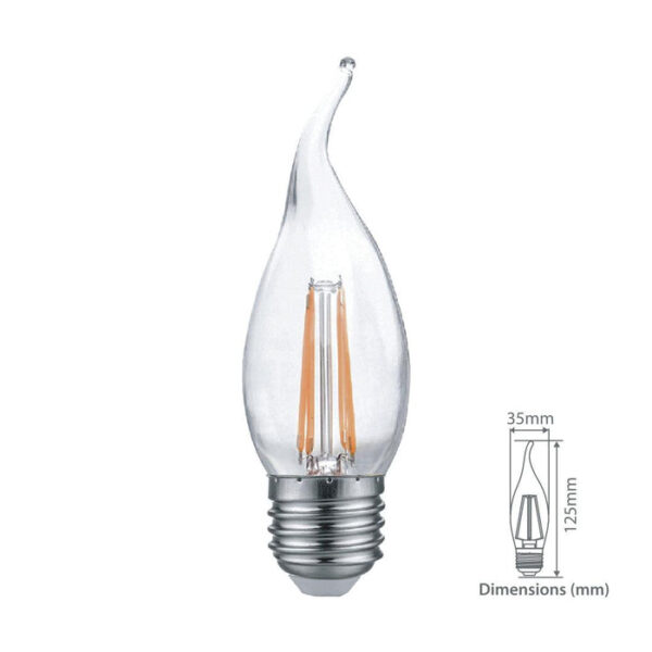 Tronic 4 Watts Filament Candle Tail Led E27 (Screw) Bulb