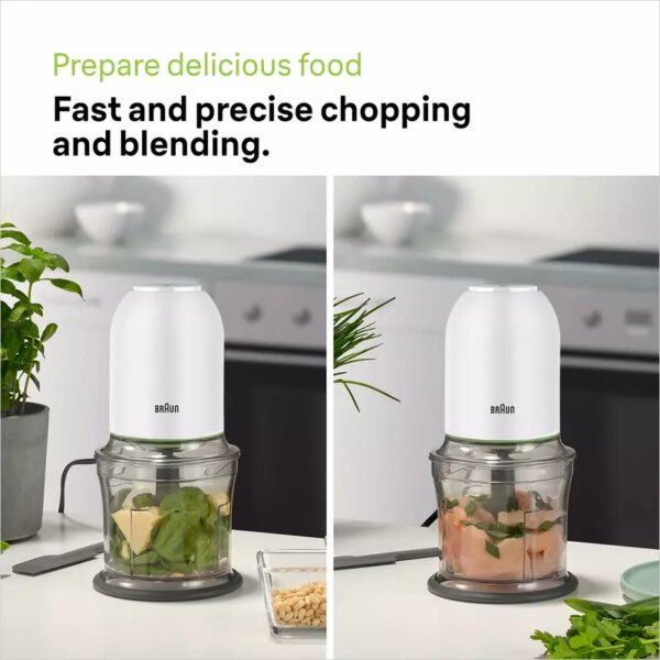Braun Chopper And Mincer 500W Multipractic 3 500Ml Bowl Capacity 2 Speed Quad Blade System For Chopping Ice Crushing Mincing Grinding Pureeing Ch3011Wh