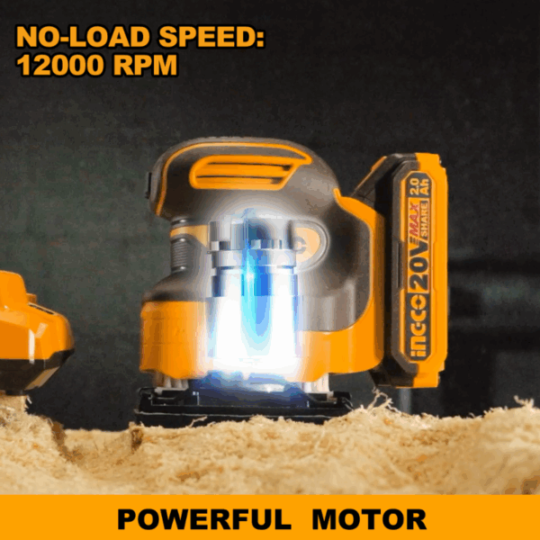 Ingco Cordless Sheet Sander 20V With Battery &Amp; Charger, 5Pcs Sand Paper Cshsli20141