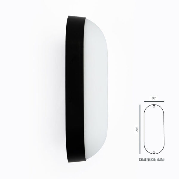 Tronic Black Oval Daylight Led Bulkhead 18 Watts