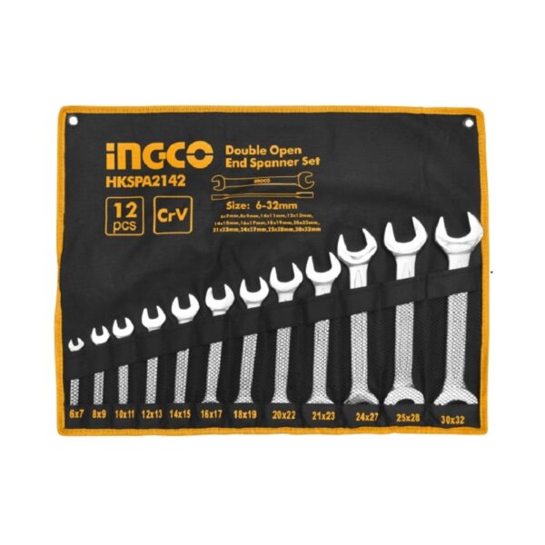 Ingco Double Open End Spanner Set Pack Of 12 Hkspa2142