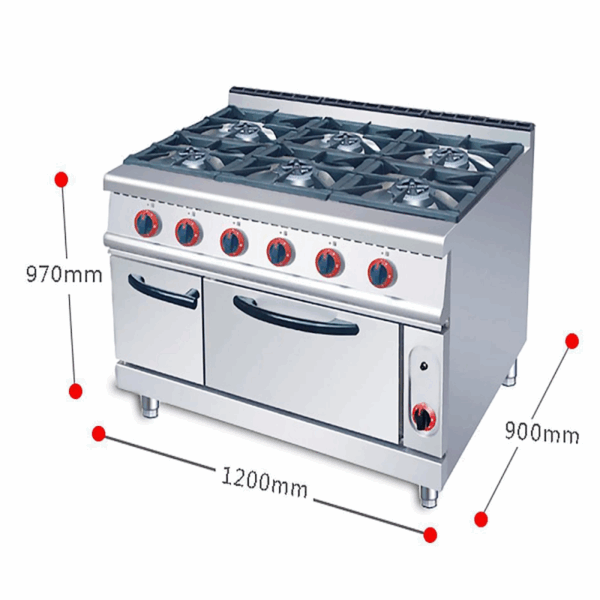 Generic Commercial Freestanding Cooker Gas Range Stove Stand Type With Oven 6 Head