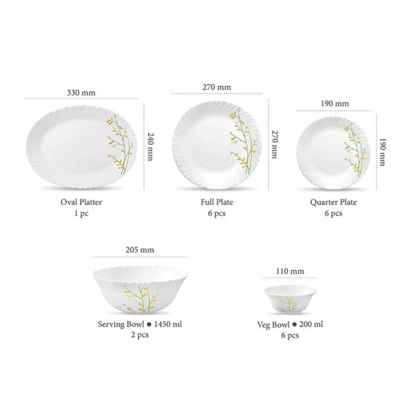 La Opala Dinner Set Citron Weave Classique 47 Pieces Lw047