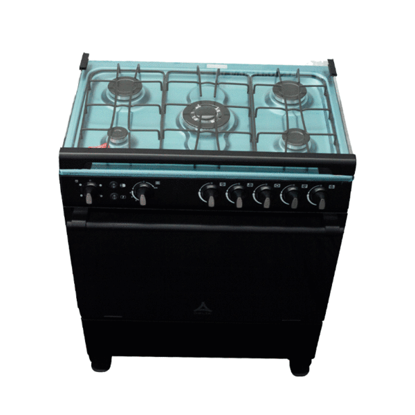 Delta Gas Cookers 80X55Cm Gas Oven &Amp; Grill 5 Gas Burner Black Silver Steel Dgc50B