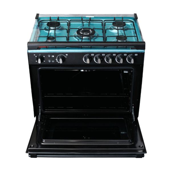 Delta Gas Cookers 80X55Cm Gas Oven &Amp; Grill 5 Gas Burner Black Silver Steel Dgc50B