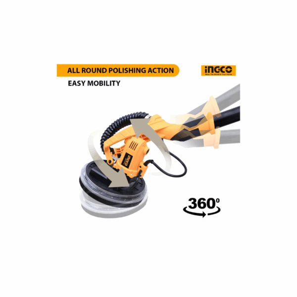 Ingco Drywall Sander 1050W With Integrated Work Light, 12Pcs Sand Papers Dws10501