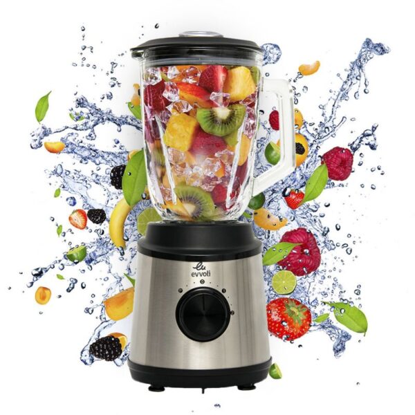 Evvoli Premium Table Blender 1.5L With Glass Jar 600W Evka-Bl15Mb