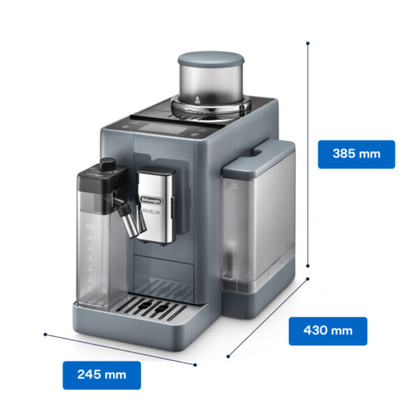 De'Longhi Rivelia Fully Automatic Coffee Machine With Lattecrema Hot, Automatic Milk Frother, Compact Size Bean To Cup Coffee Machine, 16 Recipes, Full Touch Colored Display, Exam440.55.G