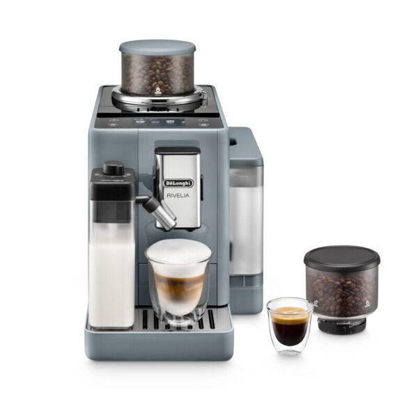 De'Longhi Rivelia Fully Automatic Coffee Machine With Lattecrema Hot, Automatic Milk Frother, Compact Size Bean To Cup Coffee Machine, 16 Recipes, Full Touch Colored Display, Exam440.55.G