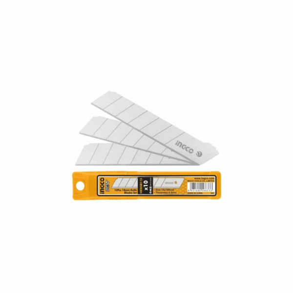 Ingco 10Pcs Snap Off Knife Blades Set 18X100Mm Hknsb112