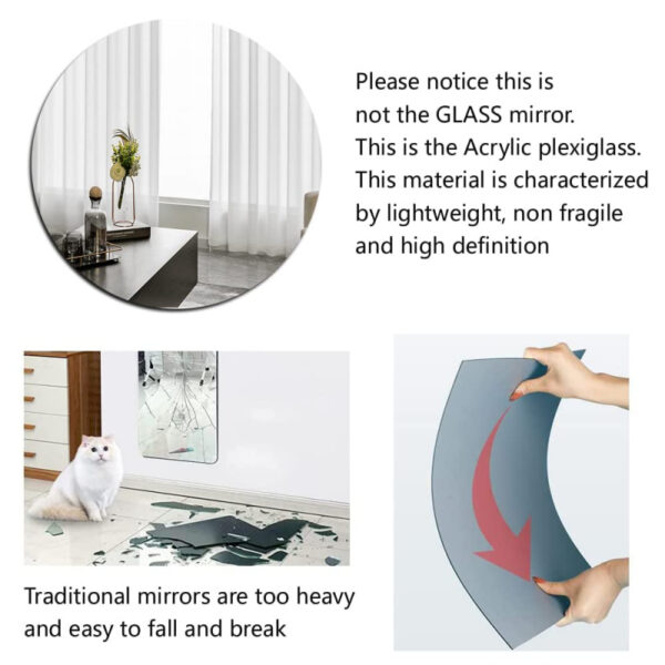 Generic High Quality Non-Glass Shatterproof, Anti Scratch, Easy To Install, Unbreakable, Safe For Kids, Frameless Acrylic Plexiglass Sheet Mirror (Wall Decor) For Bedroom, Bathroom &Amp; Living Room Round Shape