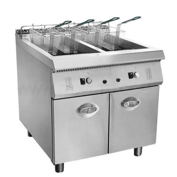 Generic Commercial Freestanding Deep Fryer Gas 52L (26L X 2 Baskets) Stainless Steel