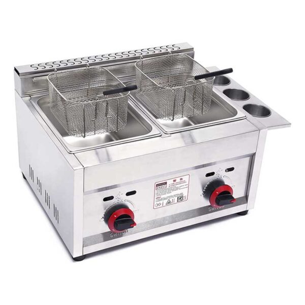 Generic Commercial Countertop Deep Fryer Double Gas 12L (6L X 2 Baskets) Stainless Steel