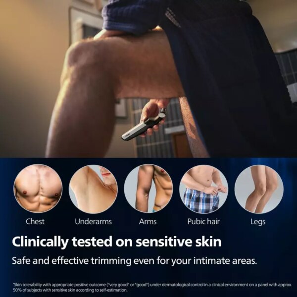 Philips Cordless Bodygroom &Amp; Intimate Areas Trimmer, Clinically Tested For Sensitive Skin, 40 Min Runtime, Bi-Directional Trimmer And 3Mm Comb Series 3000 Bg3007