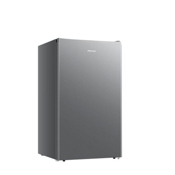 Hisense Refrigerator 90L Single Door, Separate Chiller, Removeable Glass Shelves, Low Noise, Energy Saving, Tempered Glass, Reversible Door, Sealed Crisper, Titanium Silver H125Rts
