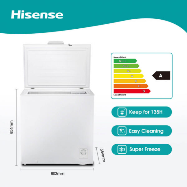 Hisense Chest Freezer 198L 3D Cooling, Easy Cleaning, Keep For 135H, White H245Cf